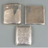 Three various hallmarked silver cigarette cases, weight 296g all in