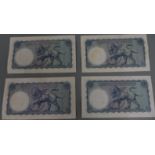 Four crisp Bank of England blue/pale green £5 notes C72, C79, H36 prefixes