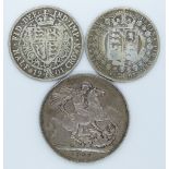 Queen Victoria 1890 Jubilee Crown and two two shillings 1890 and 1901