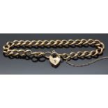 Victorian 9ct rose gold bracelet with heart padlock clasp,10.4g