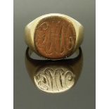 A 9ct gold signet ring, size O, 11.49g