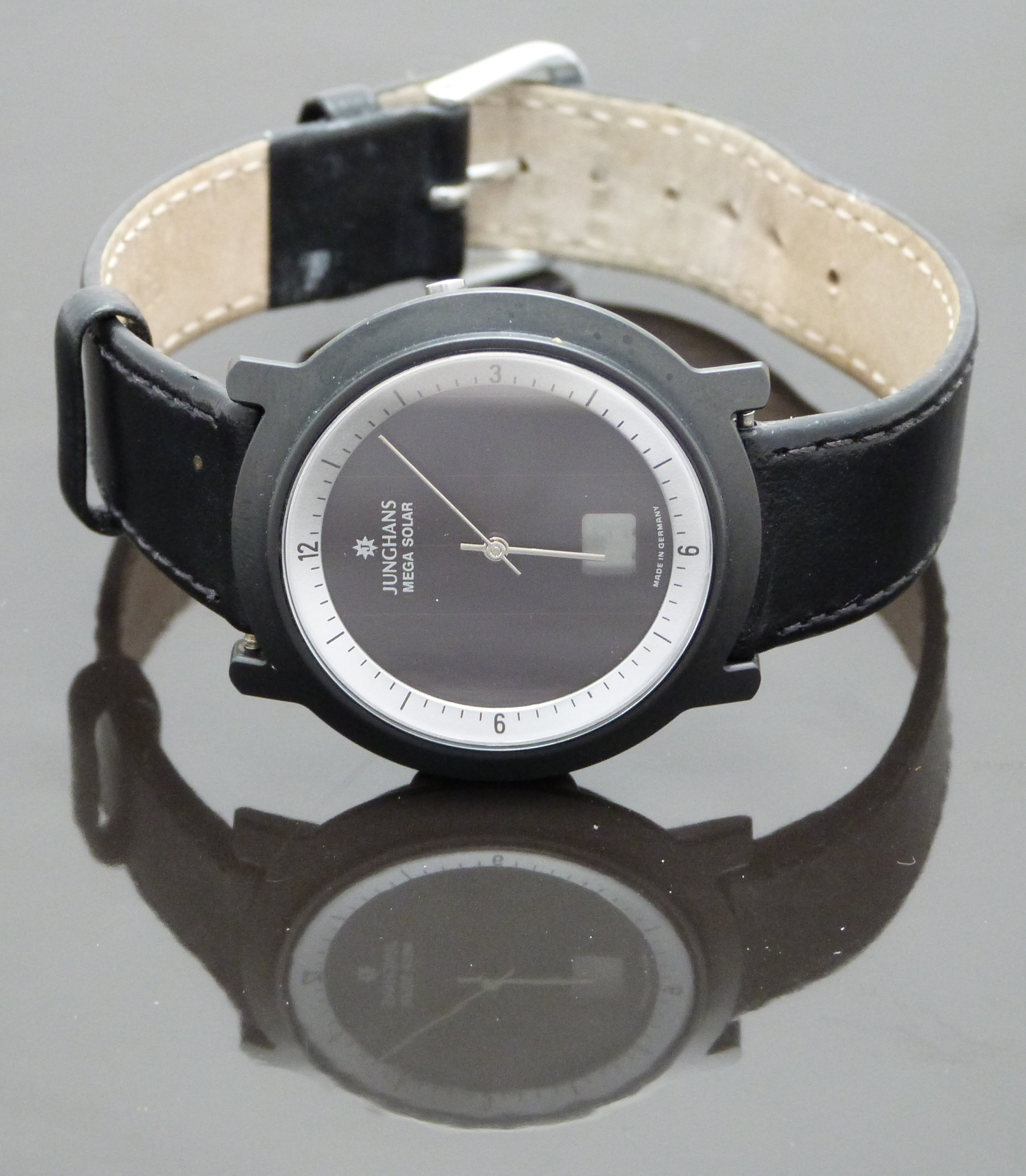 Junghans Mega Solar gentleman's wristwatch with stainless steel hands, silver inner bezel, digital - Image 2 of 4