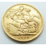 Edward VII 1903 gold full sovereign, Melbourne Mint