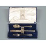 Mappin & Webb cased George V hallmarked silver spoon, fork, knife and napkin ring set, London