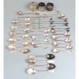 Collection of hallmarked silver cutlery including three sets of six spoons, set of five spoons and a