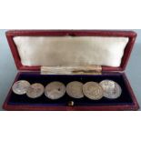 Maundy Money case for 1905 containing 1905 2d, 1907 2d, 1905 4d, three threepence coins 1874 (