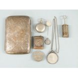 George V hallmarked silver cigar case, Birmingham 1915 maker Joseph Gloster Ltd, length 14cm, weight