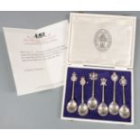 Cased set of six limited edition Mason & Riley hallmarked silver spoons to commemorate the