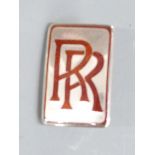 Rolls Royce hallmarked silver chauffeur's or similar badge, with red enamel RR logo, stamped with