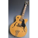 Washburn J6 Montgomery 1991 electro acoustic jazz guitar, reg no HO 1060561, fitted with six steel