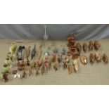 Quantity of tribal carved animals, marble or similar goblets etc