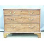 Georgian mahogany chest of three graduated drawers, W 99 x D 52 x H 77cm