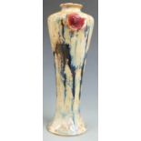 Cobridge pedestal vase with drip glazed decoration, H 26cm