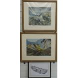 Roy Clements two watercolour landscapes of Welsh quarry scenes both signed lower right, larger 28