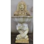 Garden water feature or fountain with serpent support, height 112cm