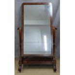 Large Victorian mahogany cheval mirror, height 158cm