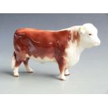 Beswick first version Hereford bull with striped horns, H 15cm