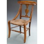 A 19thC child's or apprentice fruitwood chair, height 58cm
