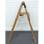 Vintage wooden step ladder, height 160cm