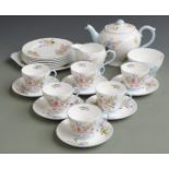 Shelley tea set decorated in the Wild Flowers pattern, 22 pieces