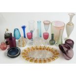 Nineteen pieces of decorative glassware including Mdina bottle vase, 19thC clear bottle vase with