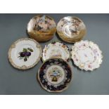 A collection of 19thC/20thC cabinet plates including Royal Doulton, Spode, Masons, French