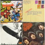 Approximately 35 albums including Led Zeppelin (1 and 2 both plum), The Beatles (With, Rubber Soul