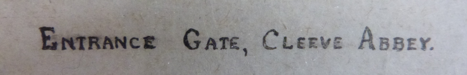 Attributed to A.L. Hancock watercolour Entrance Gate, Cleeve Abbey, titled to mount and with label - Image 3 of 5
