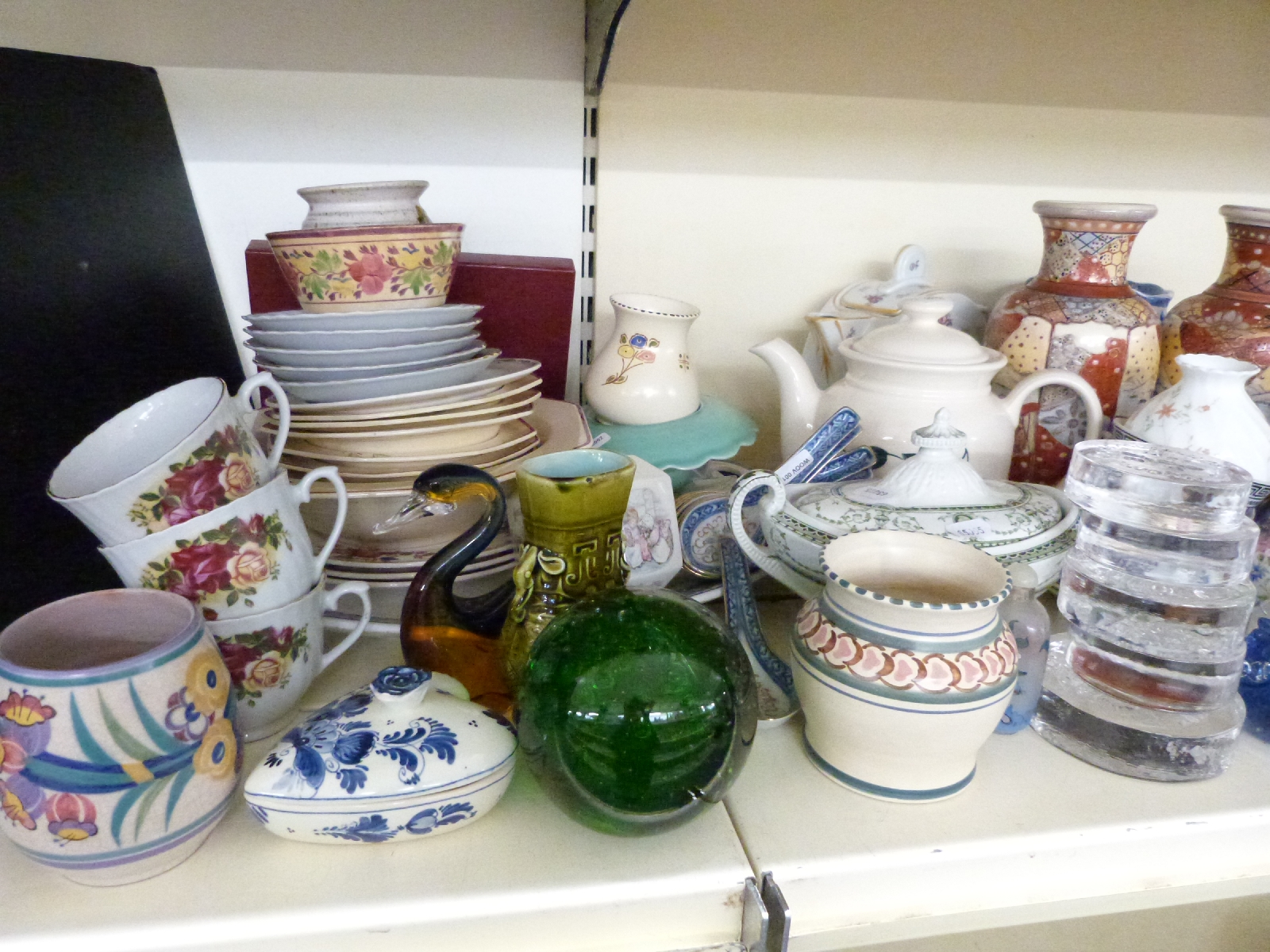 A large collection of ceramics including three teapots, Royal Doulton dessert set, paperweights, - Image 2 of 4