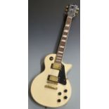 Lindo Les Paul electric lead/rhythm guitar 1970s, no visible serial number, in ivory coloured