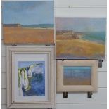 Andrew Quelch (b 1969)  four acrylic coastal landscapes, two depicting St. Ives, Cornwall 25 x