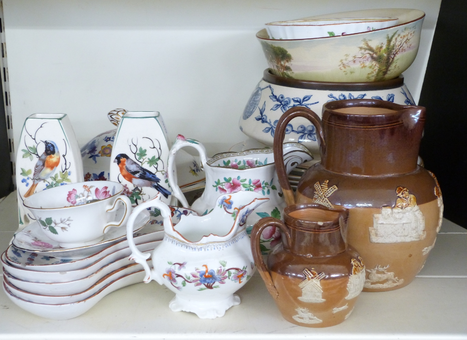 Collection of ceramics including Royal Doulton Seriesware pedestal bowl, stoneware jugs, Grays