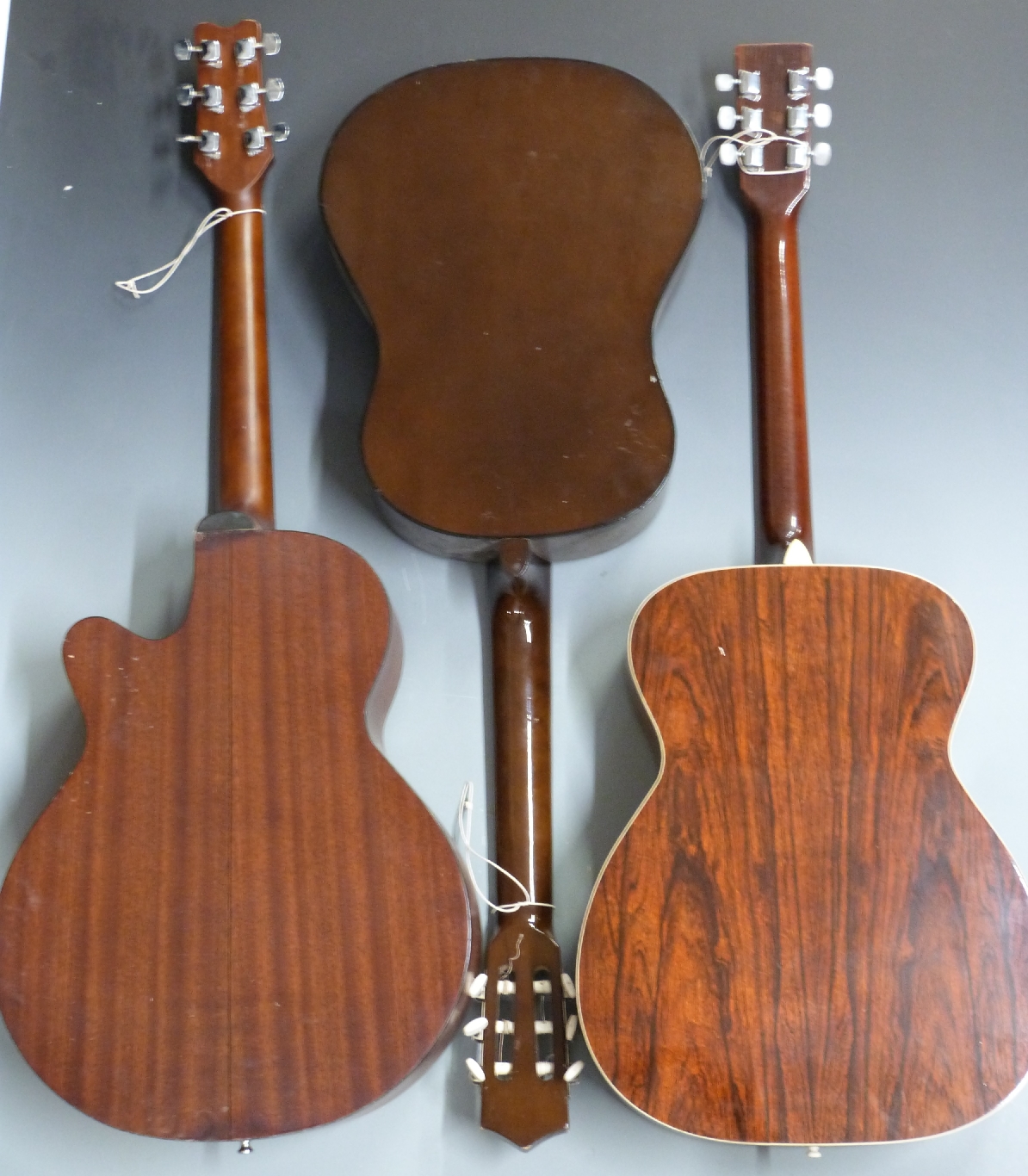 Three various acoustic guitars Jasmine S34c, in semi-rigid fitted carry case, a Harmony 6395 and a - Image 6 of 6