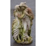 Garden statue of a courting couple, height 72cm