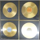 Four framed gold records - The Rolling Stones, Abba, Elvis Presley and Rod Stewart