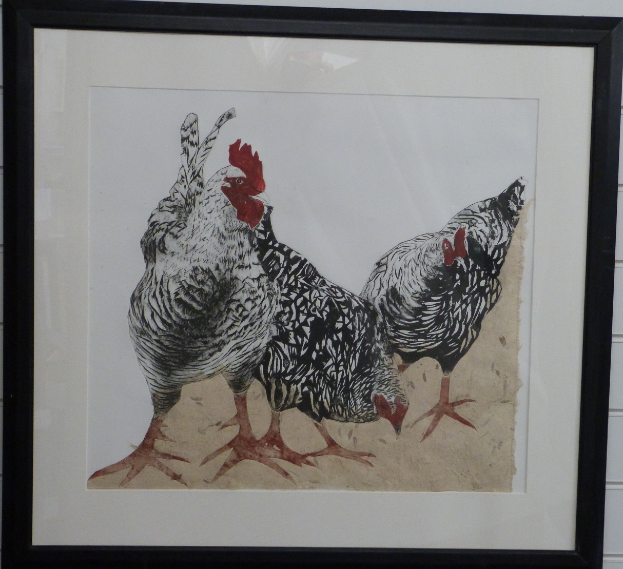 Sue Brown (British Contemporary) signed limited edition (2/30) etching 'Marans' depicting three - Image 2 of 3