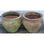 Two terracotta plant pots, height 32cm, diameter 39cm