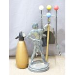 Retro figural companion set, height 51cm and a soda siphon