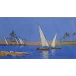 Dupre watercolour likely depicting the Nile, signed lower right, 24 x 44cm