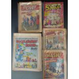 Approximately 66 vintage comics / magazines  including Huckleberry Hound, Pow, Smut and Sash and