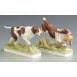 Two Doris Linder for Royal Worcester sporting dogs, English Pointer and Springer Spaniel (brown),