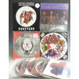 Sixteen twelve inch picture disc singles including Scorpions, Alice Cooper, Lynyrd Skynyrd, Manic