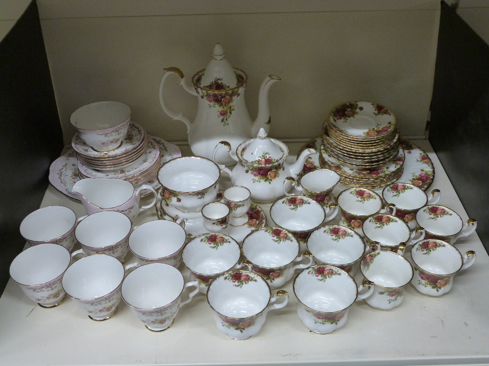 Approximately 41 pieces of Royal Albert Old Country Roses pattern tea and coffee ware together