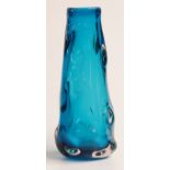 Whitefriars Knobbly glass vase in kingfisher blue, 23.5cm tall.