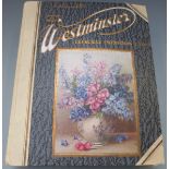1938 Westminster album scrap book including cats, flowers, dog, cottages, etc.