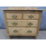 Pine chest of two over two drawers, W85 x D40 x H76cm