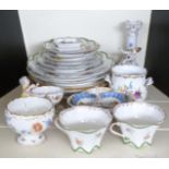 A collection of continental ceramics including a good selection of decorative Dresden dinner and tea