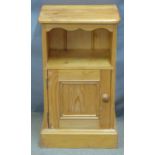 Pine bedside cabinet, W37 x D28 x H64cm