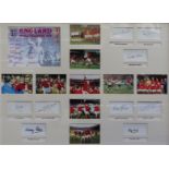 A montage of England Football World Champions 1966 signatures comprising Alan Ball, Nobby Stiles,