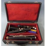 Lucian Bassi, Blackpool, London and Paris, wooden bodied clarinet with nickel keys, in original hard